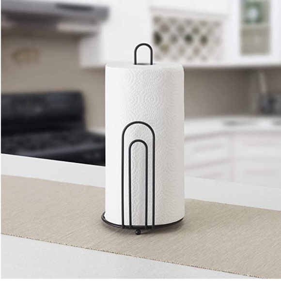 Home Basics Minimalist Wire Paper Towel Holder Dispenser Stand Black Set of 2 . - Picture 3 of 12